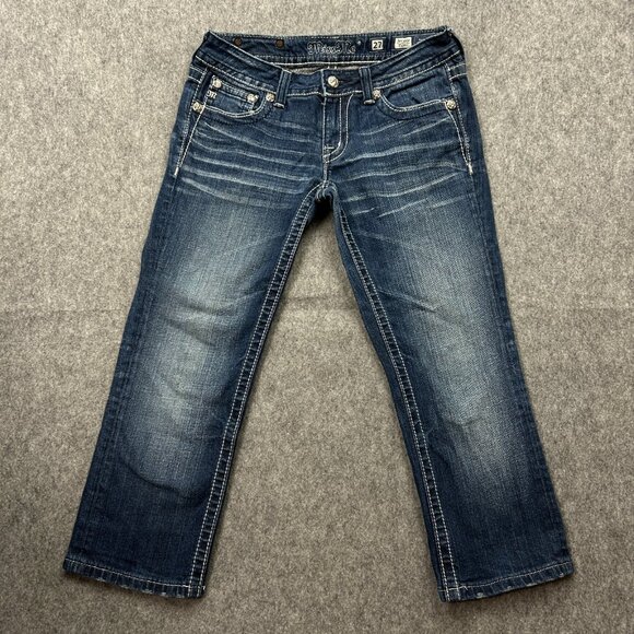 Miss Me Capri Jeans Women's Size 27 Low Rise Jeweled Medium Wash Denim - Picture 3 of 14